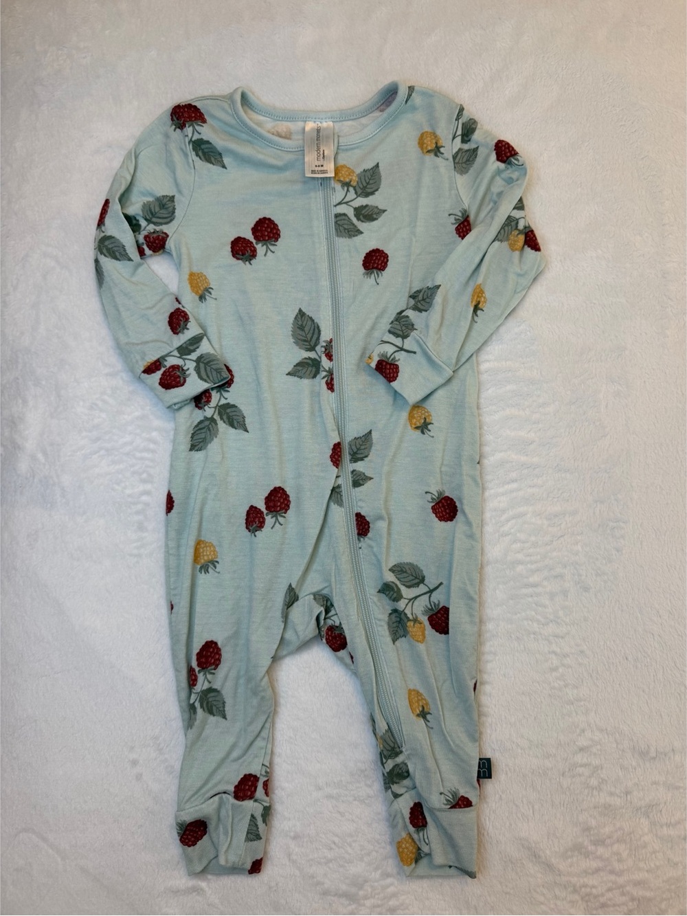 Modern Moments Light Teal Floral Print One-Piece Zipper Romper - 6-9 months